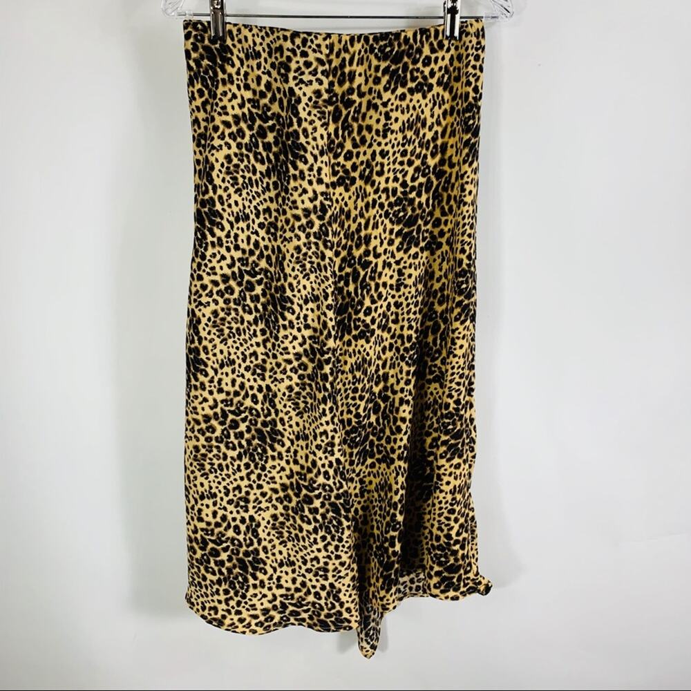 Leopard Cheetah Midi Skirt Ruffle Hem Nordstrom Sz Medium